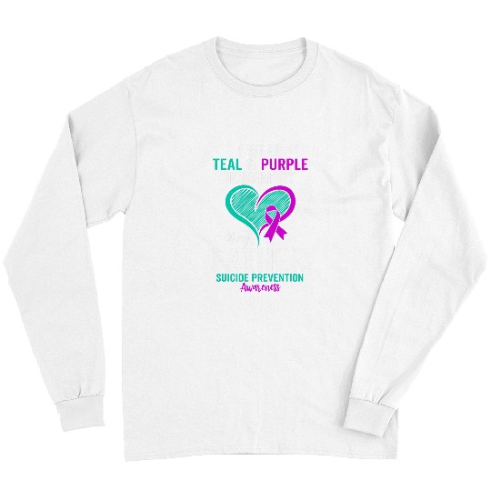 I Wear Teal and Purple in Memory of My Father Mental Health Long Sleeves