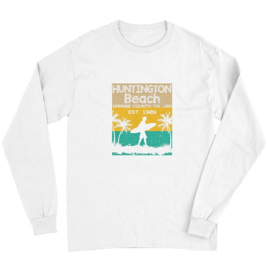 Huntington Beach Surf City Distressed vintages Novelty Long Sleeves