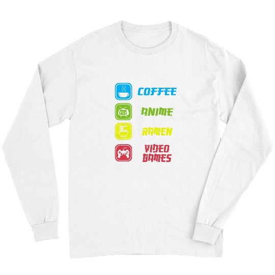 Coffee Fun Anime coffee anime ramen noodles video games japanese art Long Sleeves