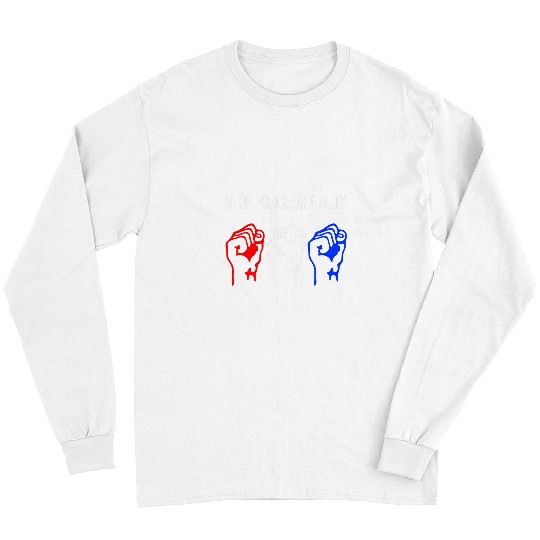 Police Job Raised Fist STOP POLICE BRUTALITY Red White Blue Freedom Long Sleeves