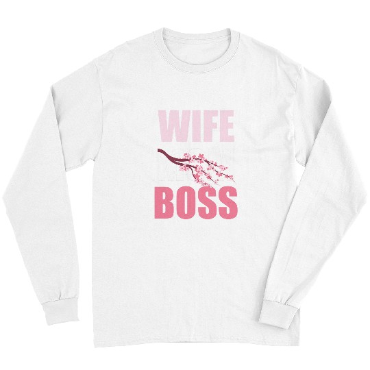 Cherry Blossom Wife Mother Boss Sakura Mothers Day Funny Mom Long Sleeves