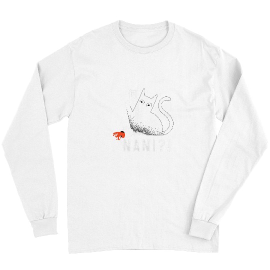 Coffee Fun Nani Japanese Cat Spilled Coffee Kanji What Nani Long Sleeves