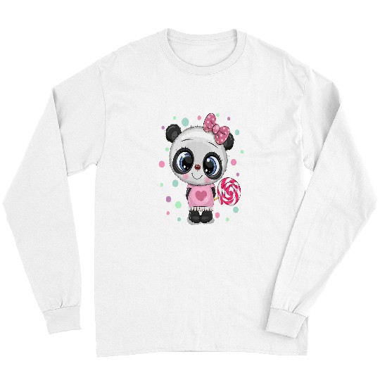 Panda Pet in a dress with lollipop children women Long Sleeves