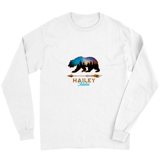Hailey Idaho Bear Silhouette Starry Night Novelty Souvenir Long Sleeves
