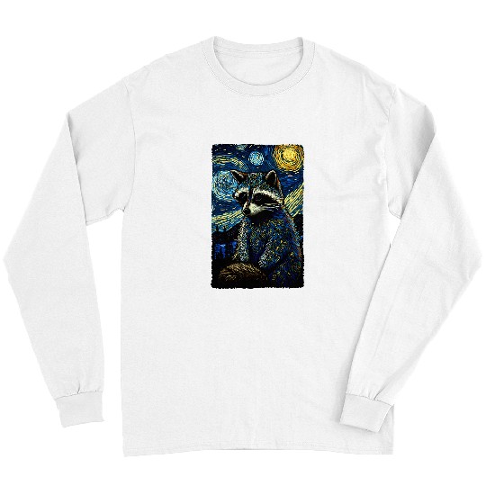 Raccoon Pet Van Gogh Raccoon Lover Raccoon Starry Night Style Painting Long Sleeves