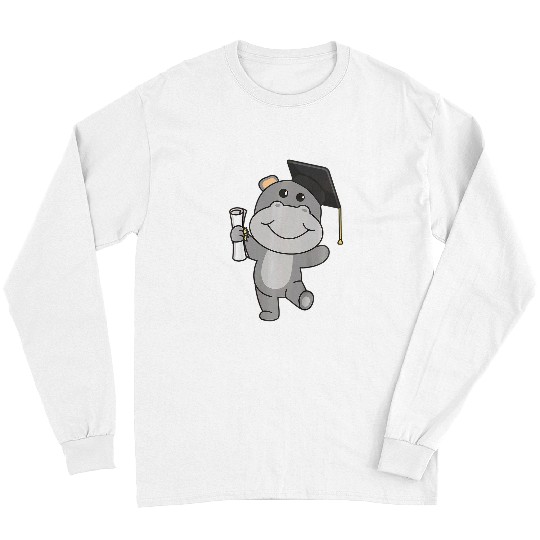 Hippo Pet Kids Kids Kindergarten Nailed It Hippo Graduation Long Sleeves