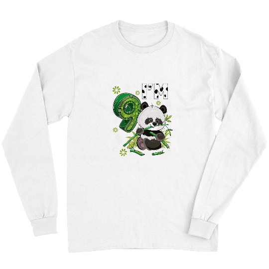 Panda Pet 9 Year Old Panda 9th Birthday Party Animal Panda Lover 20 Long Sleeves