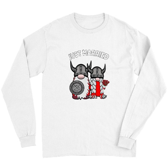 Just Married Nordic Gnome Viking Tomte Couple Wedding Long Sleeves
