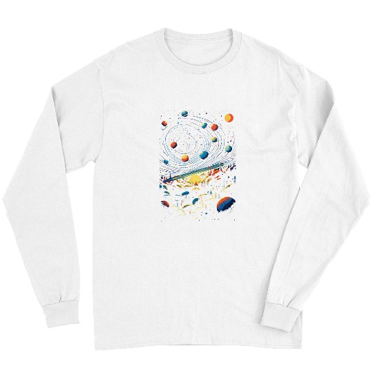 Colorful Galaxy Planet Solar System Universe UFOS Astronaut 27 Long Sleeves