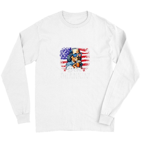 Beer Fun Humor Ben Drankin 4th Of July USA Flag Men Drinking Beer Long Sleeves