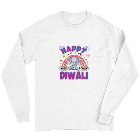 Elephant Pet Happy Diwali Cute elephant with Candle Lights for kids Long Sleeves