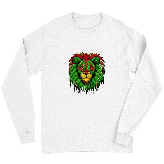Lion Pet Leo African Lion Art Jamaican Flag Black History American Long Sleeves