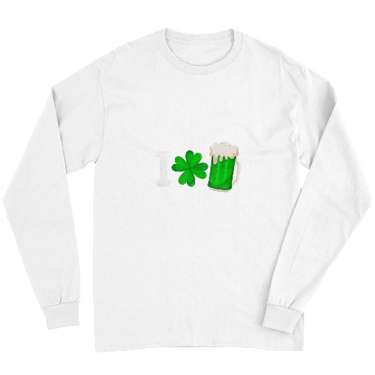 Beer Fun I Love Beer Four Leaf Clover St Patricks Day Drinking Party Long Sleeves