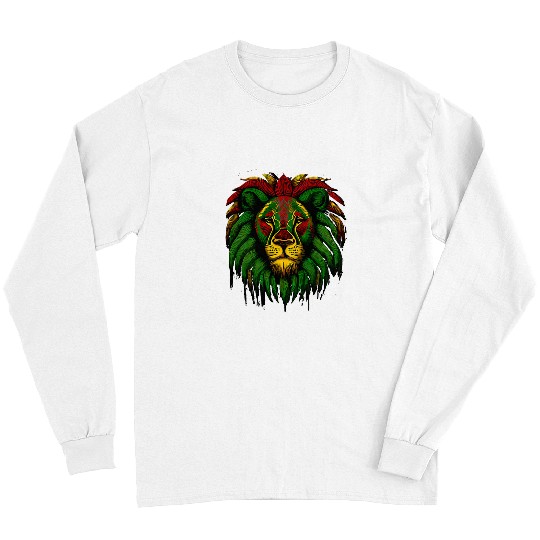 Lion Pet Leo African LION Jamaican Flag Black History American Reggae Long Sleeves