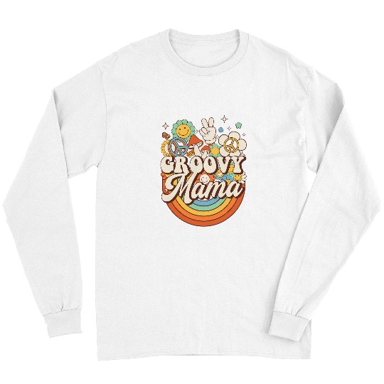 Groovy Mama Hippie Mushroom Peace Retro 60s 70s Aesthetic Long Sleeves