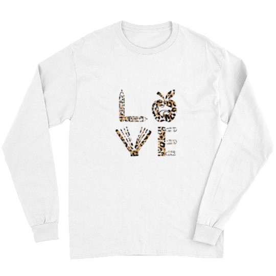 Kansas State Wildcats Stacked Love Leopard Teacher Things Long Sleeves