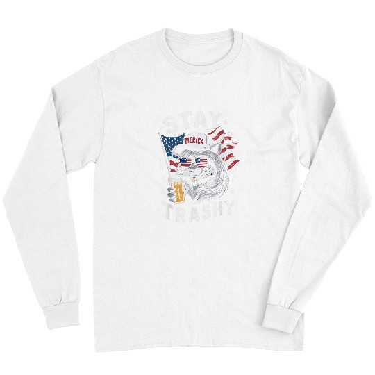 Raccoon Pet White Trash Party Attire Redneck Raccoon Stay Trashy USA Long Sleeves