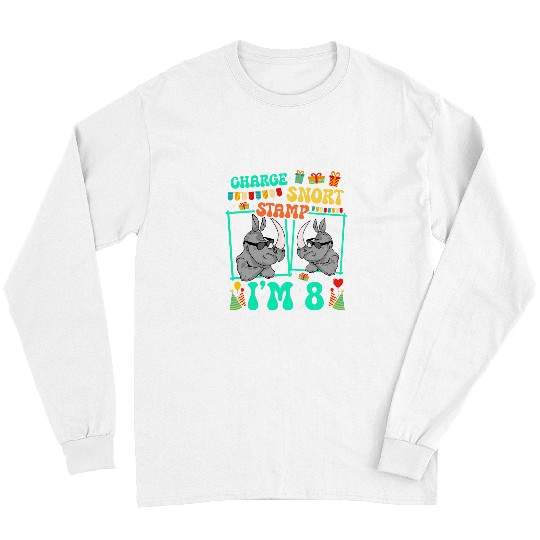 Charge Snort Stamp Im 8 Rhinoceros Kid 8th Birthday Long Sleeves