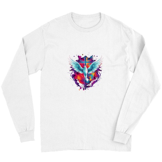 Holy Spirit Dove Praise Jesus Pentecost Colorful Holy Spirit Long Sleeves