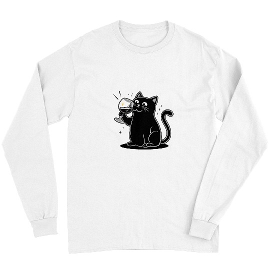 Wines Fun Sip Meow Hiss Cat Wines Lovers Housewarming Long Sleeves