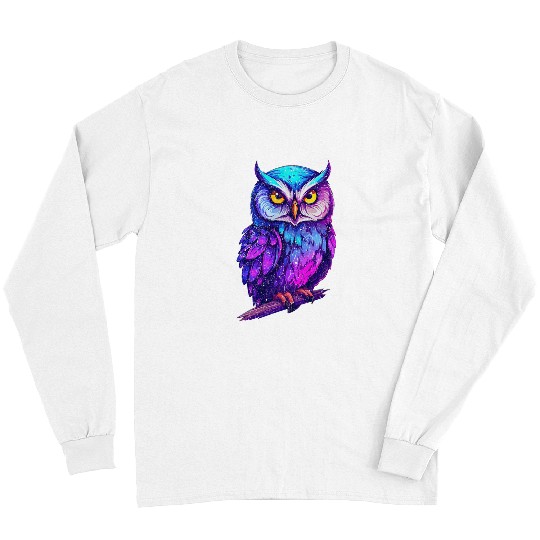 Owl Pet Pastel Colour Rainbow Barn Owl Beak 1 Long Sleeves