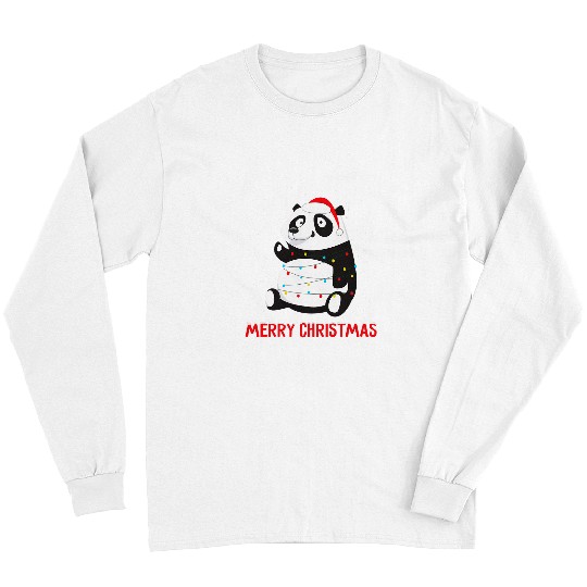 Panda Pet Christmas Tree Lights xmass Holidays Long Sleeves
