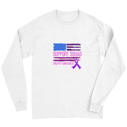 Support Squad Purple ribbon for epilepsy awareness month Long Sleeves