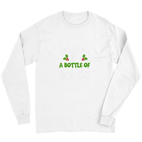 Wines Fun Ho Ho Ho And A Bottle Of Merlot Christmas Wines Lover Long Sleeves