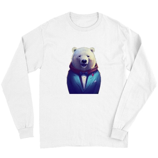 Bear Pet CoolNimals cute Polar Bear wearing a suit animals in clothe Long Sleeves