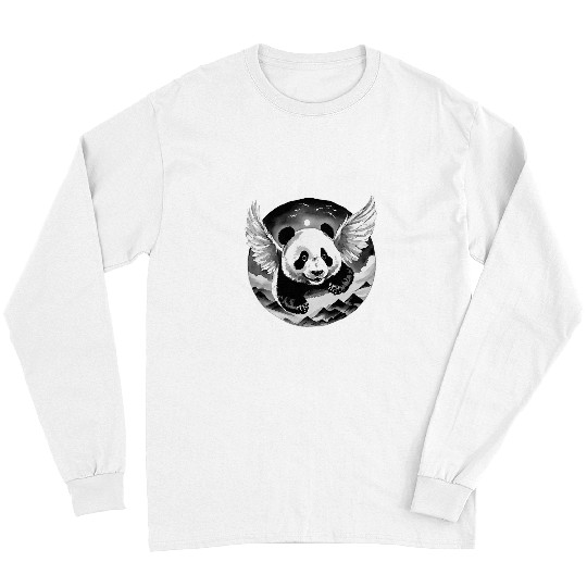 Panda Pet angel panda ink painting angel wings wings cute animal Long Sleeves