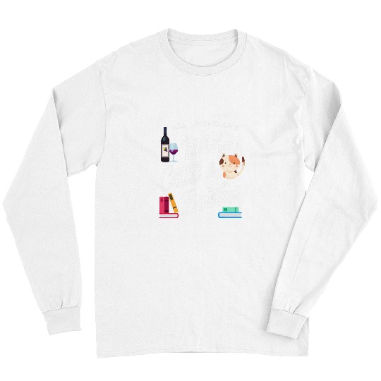 Wines Fun Books Cats Funny Cute Reader Cat Mom Long Sleeves