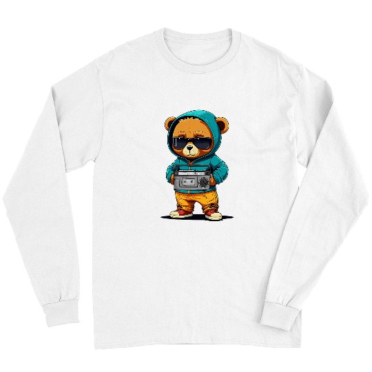Bear Pet Cool Teddy Bear Tee for Music Rap Hip Hop Lover Long Sleeves