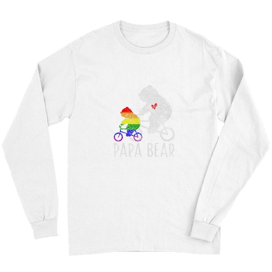 Bear Pet papa bear rainbow dad support far bicycle love Long Sleeves