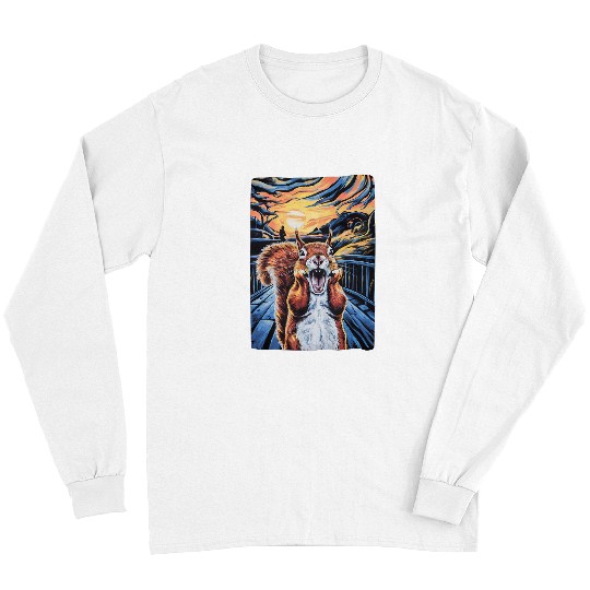 Squirrel Pet Expressionist Scream Squirrel Lovers Artistic Long Sleeves