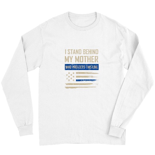 Law Enforcement Police Family Blue Thin Line Flag Long Sleeves