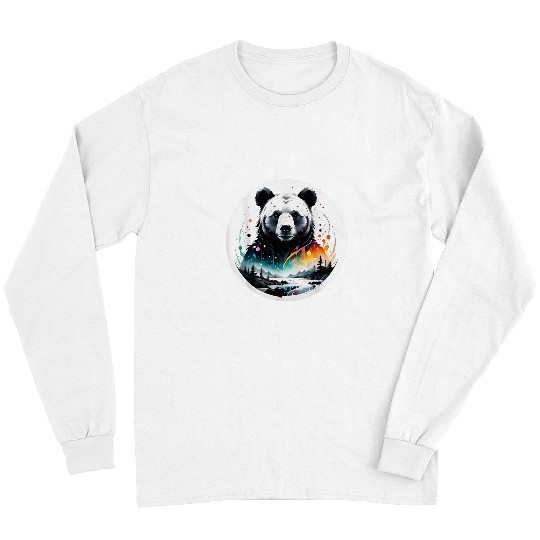 Bear Pet Black and White Bear Plush Forest Wildlife Art Ensemble 1 Long Sleeves