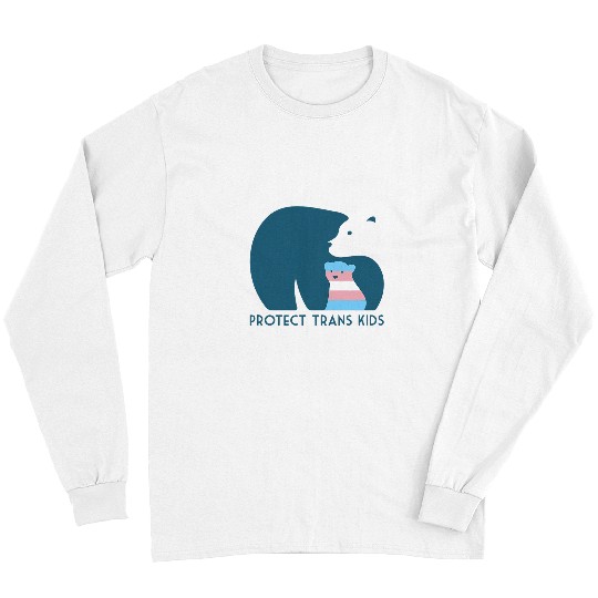Bear Pet Protect Trans Kids Mama Bear LGBTQ Transgender Pride Flag Long Sleeves