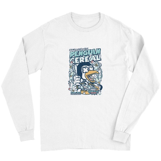Penguin Pet Fun Penguin Cereal Comic Cartoon Bird Kids Teen Long Sleeves