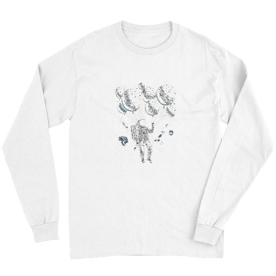 Astronaut Holding Planet Balloons for STEM Kids and Adults Long Sleeves