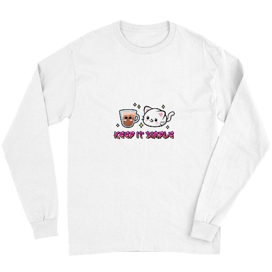 Coffee Fun Cute Kawaii Keep It Simple Japanese Anime Long Sleeves