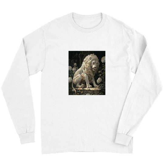 Lion Pet Powerful Strong Victorian Angry Ivory Lion Fantasy Art 3 Long Sleeves