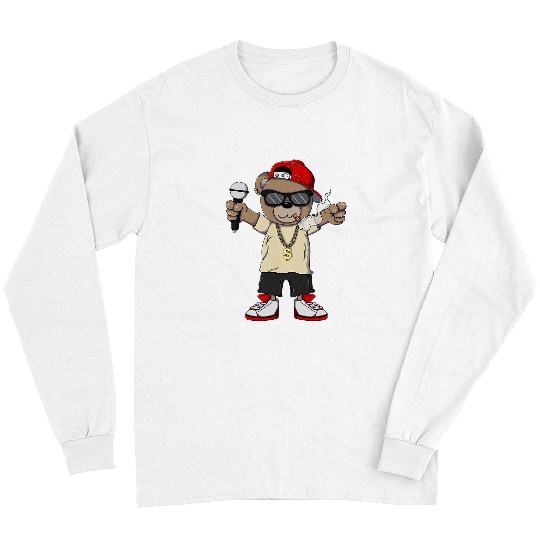 Bear Pet Cool Teddy Bear Tee for Music Rap Hip Hop Lover06 Long Sleeves