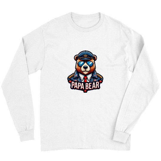 Bear Pet Papa Bear Fathers Day Gift Patriotic Proud bests Dad 4 Long Sleeves