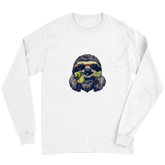 Sloth Pet Lime Sloth Animal Art Drawing Portrait Artwork Lime Lover Long Sleeves
