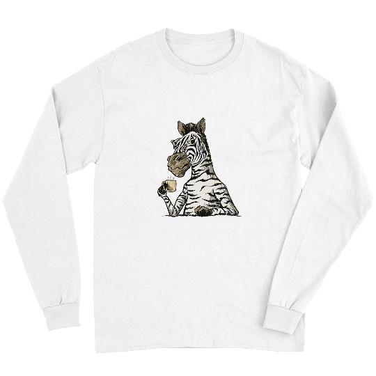 Coffee Fun bored zebra drinking coffee Long Sleeves