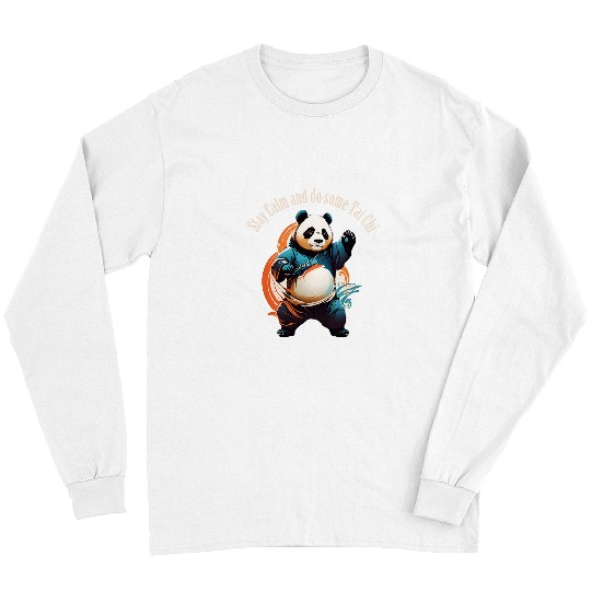 Panda Pet Tai Chi Panda Stay Calm enjoy funny exercise Yoga Pilates 2 Long Sleeves