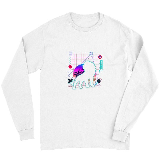 Lion Pet Aesthetic Vaporwave 80s Style Lions Zookeeper Lover Long Sleeves