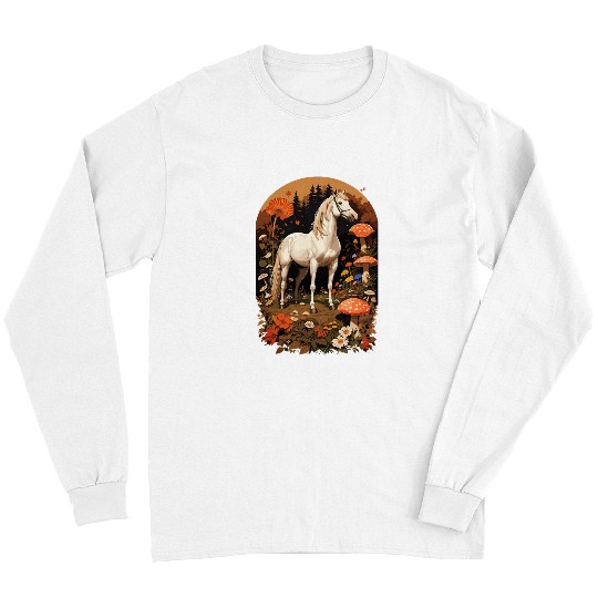 Cottagecore Horse Aesthetic Fairycore Floral Mushroom Fungi Long Sleeves