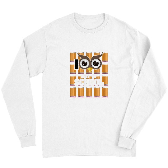 Owl Pet 100th Day of School Owl Elementary Teacher Student Kid Long Sleeves