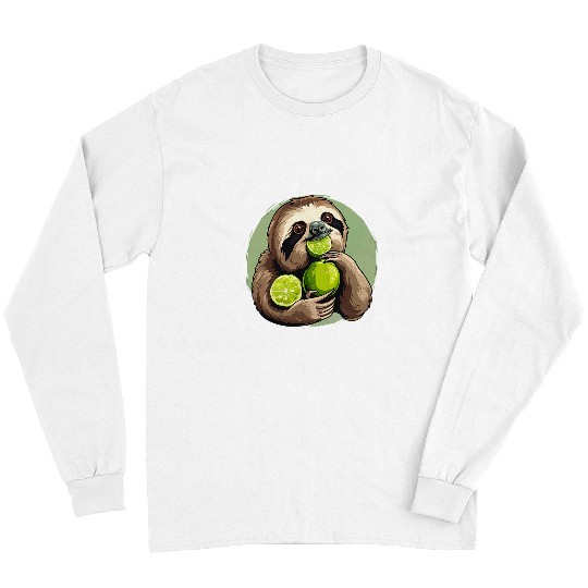Sloth Pet Lime Sloth Portrait Animal Art Drawing Lime Lover Artwork Long Sleeves